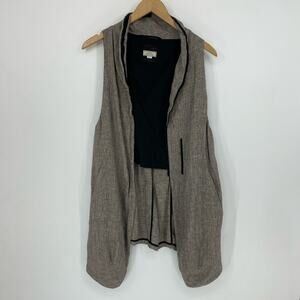 Annette Goertz Linen Vest Button Up Unique Business Size 12